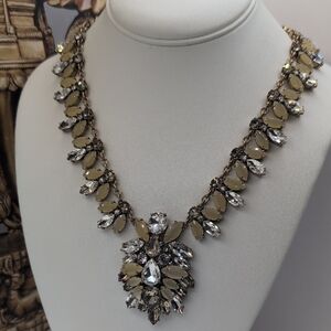 J. Crew Gold and Silver Crystal Chunky Elegant Necklace